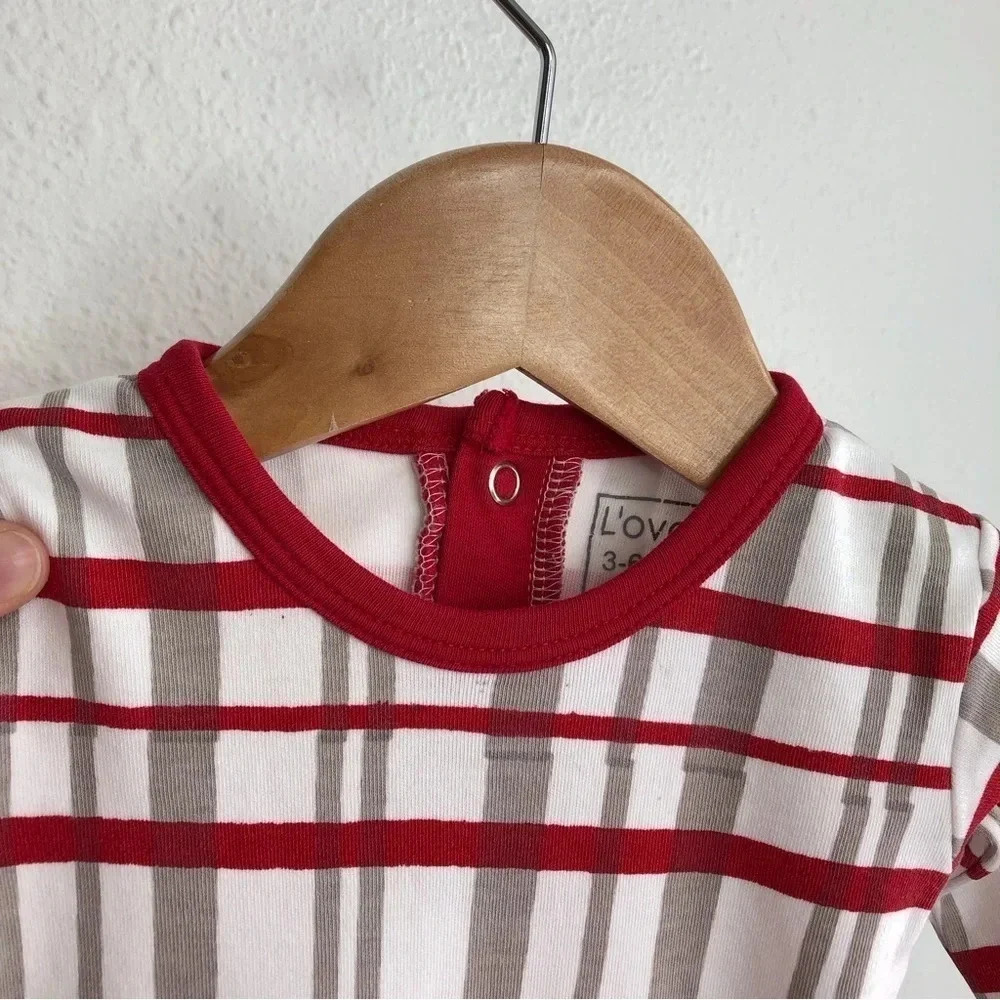 L'ovedbaby footie sleeper red plaid holiday pajamas size 3-6 months - Picture 3 of 10